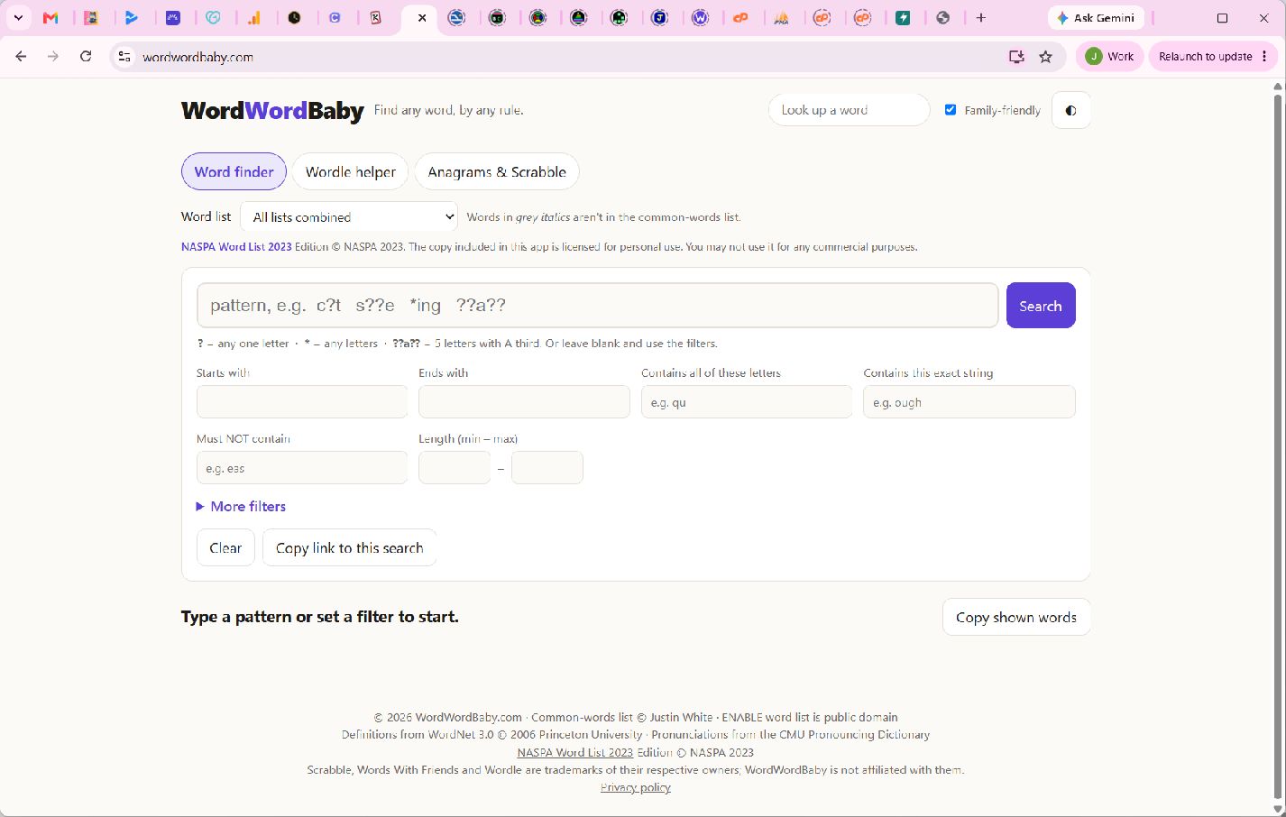 WordWordBaby.com word-finder website screenshot